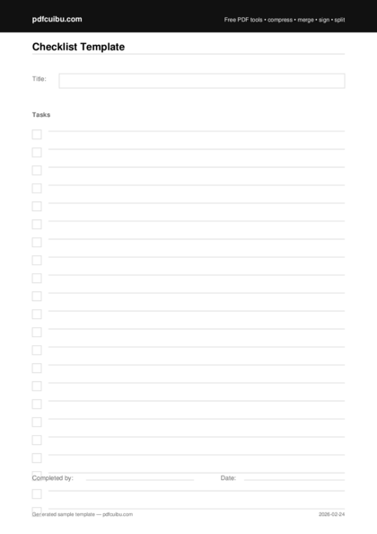 Pdfcuibu template checklist