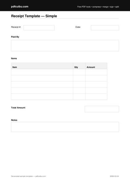 Pdfcuibu template receipt simple
